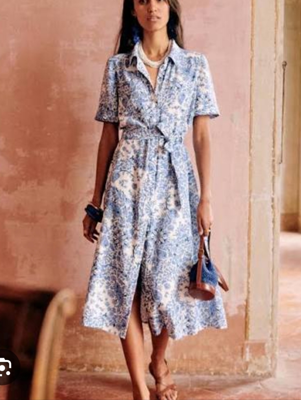 Sézane Blue and White Floral Dress
